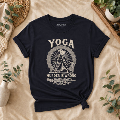 Yoga Because Murder Is Wrong Retro Graphic Tee