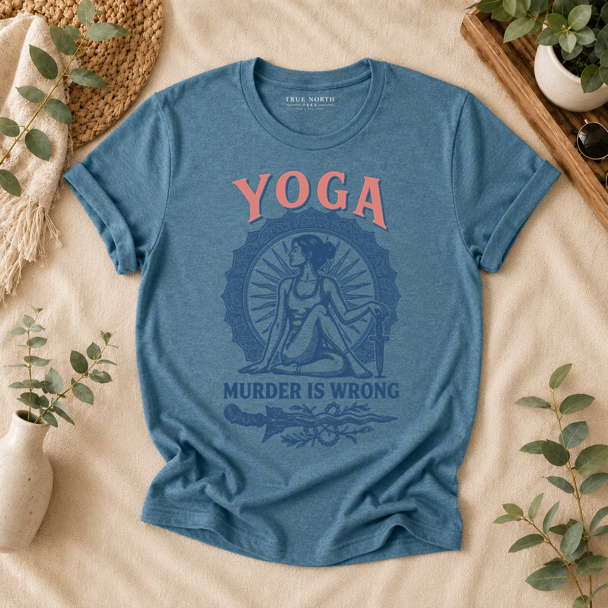 Yoga Because Murder Is Wrong Retro Graphic Tee